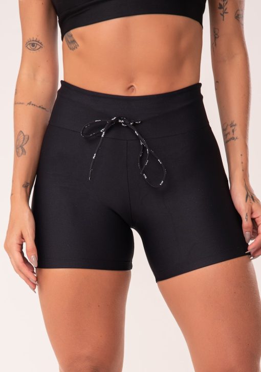 Short fitness preto com cadarço básico - Image 4