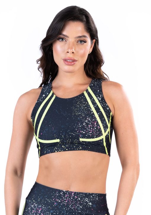 Top fitness feminino nadador new printed estampado sparkle
