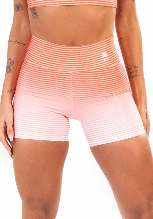 Short fitness feminino new printed estampado degradê listrado laranja - Image 4