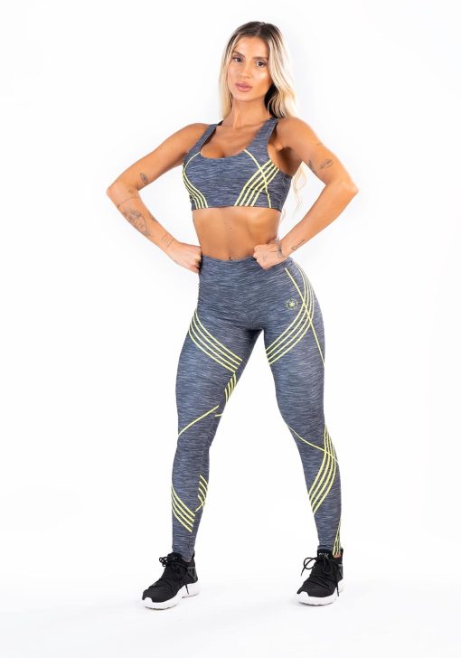 Legging fitness feminina new printed estampada mescla cinza - Image 2