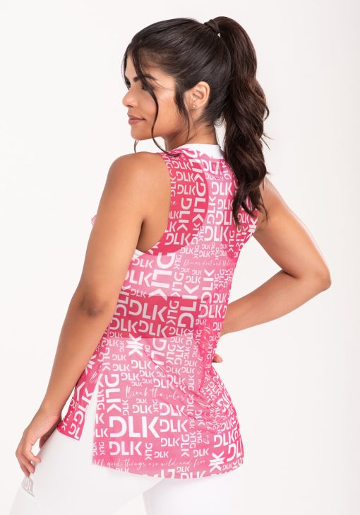 Camiseta de tule feminina estampada abertura lateral dlk frases pink printed - Image 3