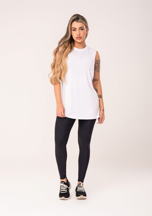 Camiseta fitness feminina branco maxi cava flow - Image 4