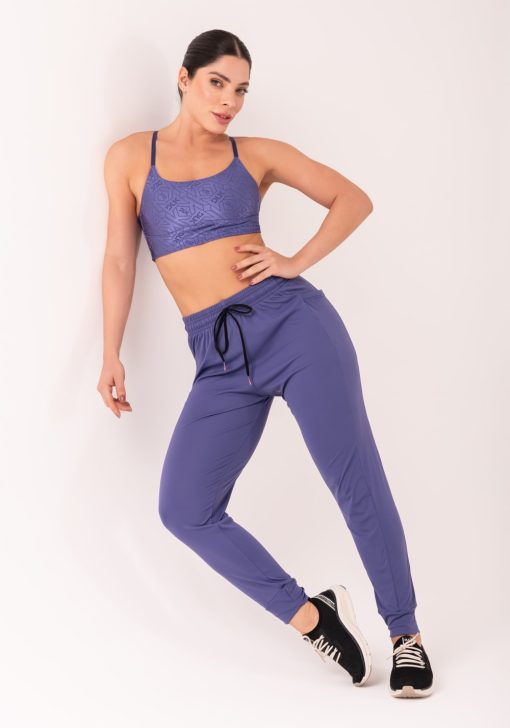 Calça jogger feminina azul com bolso flow - Image 2
