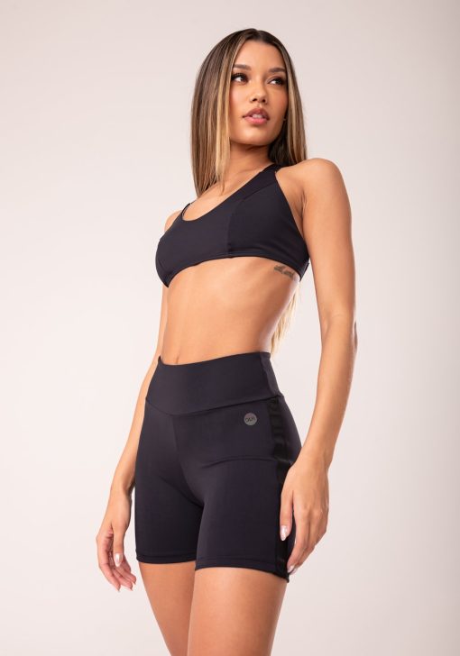 Bermuda fitness feminina preto com elástico lateral oasis - Image 2