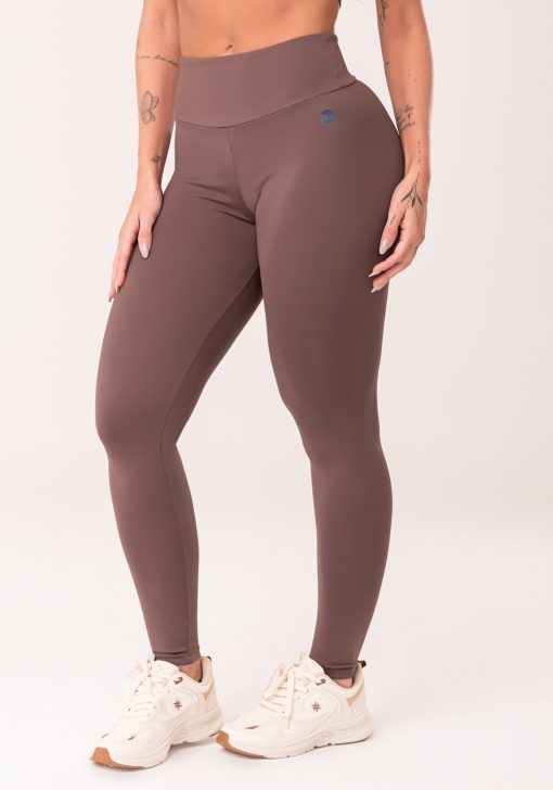 Legging fitness feminina marrom com cós largo oasis