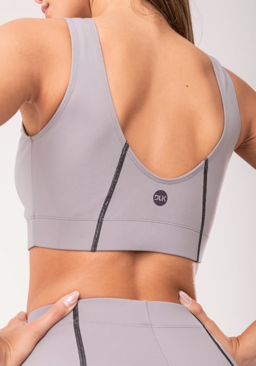Top fitness feminino cinza com pesponto oasis - Image 5