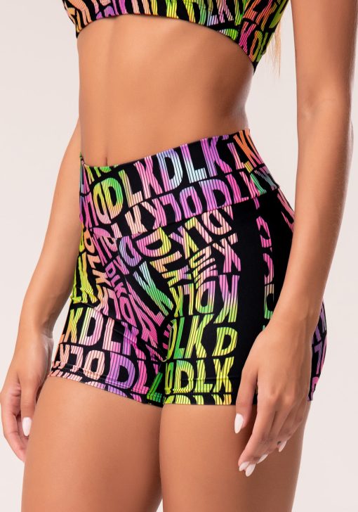 Short fitness feminino estampado neon utopia printed