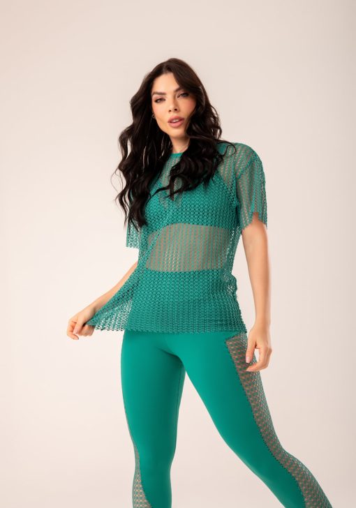 Blusa de tela feminina verde harmony - Image 2