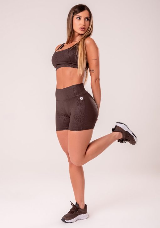 Short fitness feminino marrom logomania reflections - Image 2