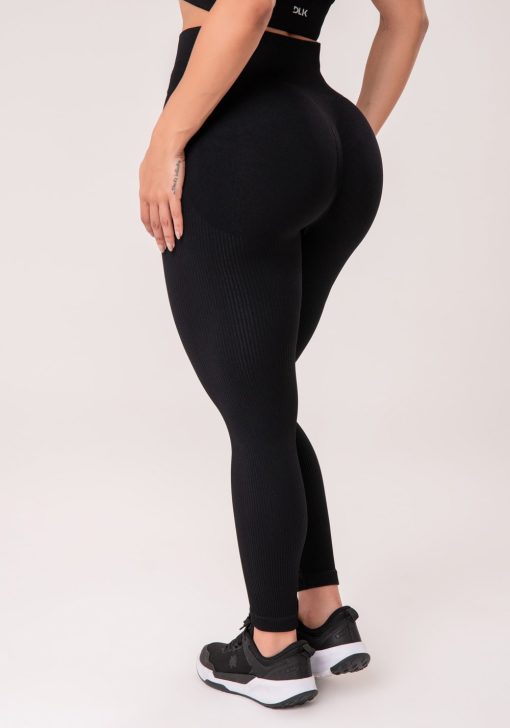 Legging fitness feminina preto canelada modela bumbum seamless+ - Image 3